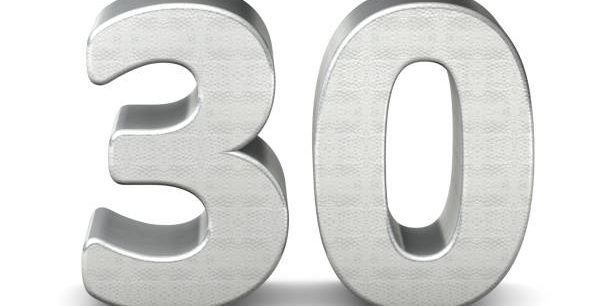 30 number 3d silver structure 3d rendering